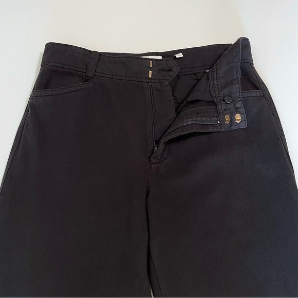 Vince High Waist Washed Casual Pant Wide Leg Cotton Linen Twill Trouser Black 12 - Picture 10 of 12